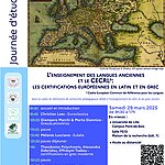 Affiche Journée d'étude "L’enseignement des langues anciennes et le CECRL*: les certifications européennes en latin et en grec"