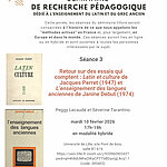 Affiche Séminaire de recherche pédagogique dédié à l'enseignement du latin et du grec ancien - séance 3